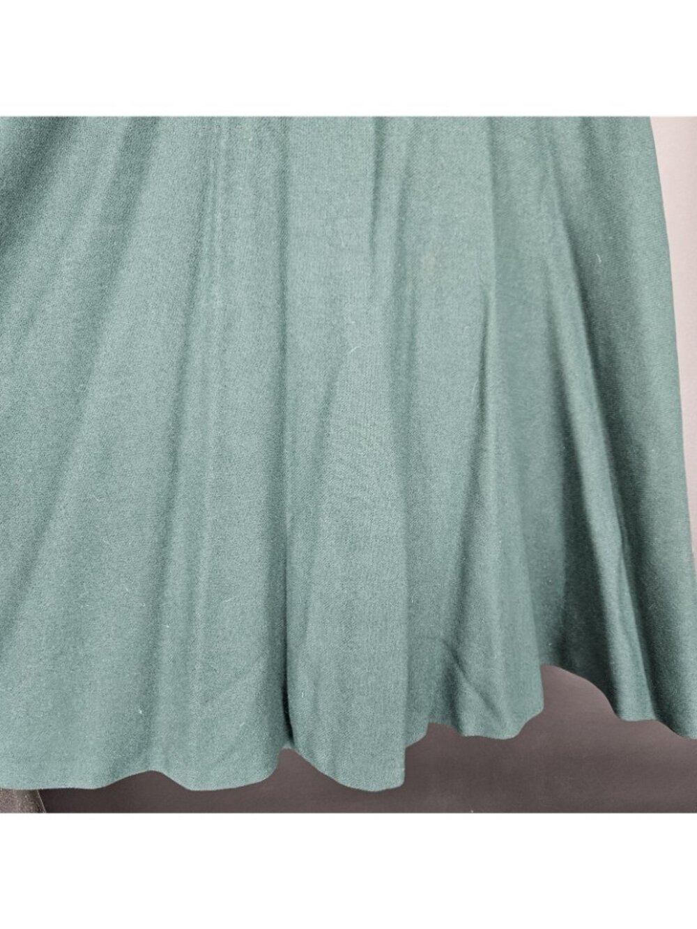 Skirt 14 Green A-Line Midi Pleated High Waist Woven Zip Classic Flowy Office - Picture 3 of 9